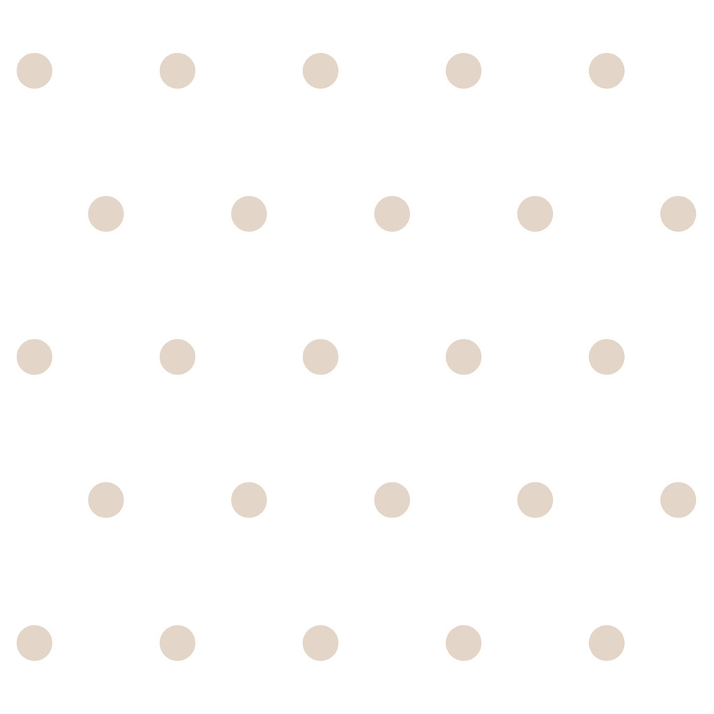 Biela tapeta s béžovými bodkami, bodky 5 cm - Dekoori obrázok 1