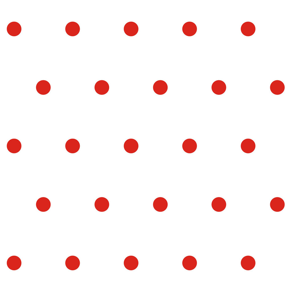 Biela tapeta s červenými bodkami, bodky 5 cm - Dekoori obrázok 1