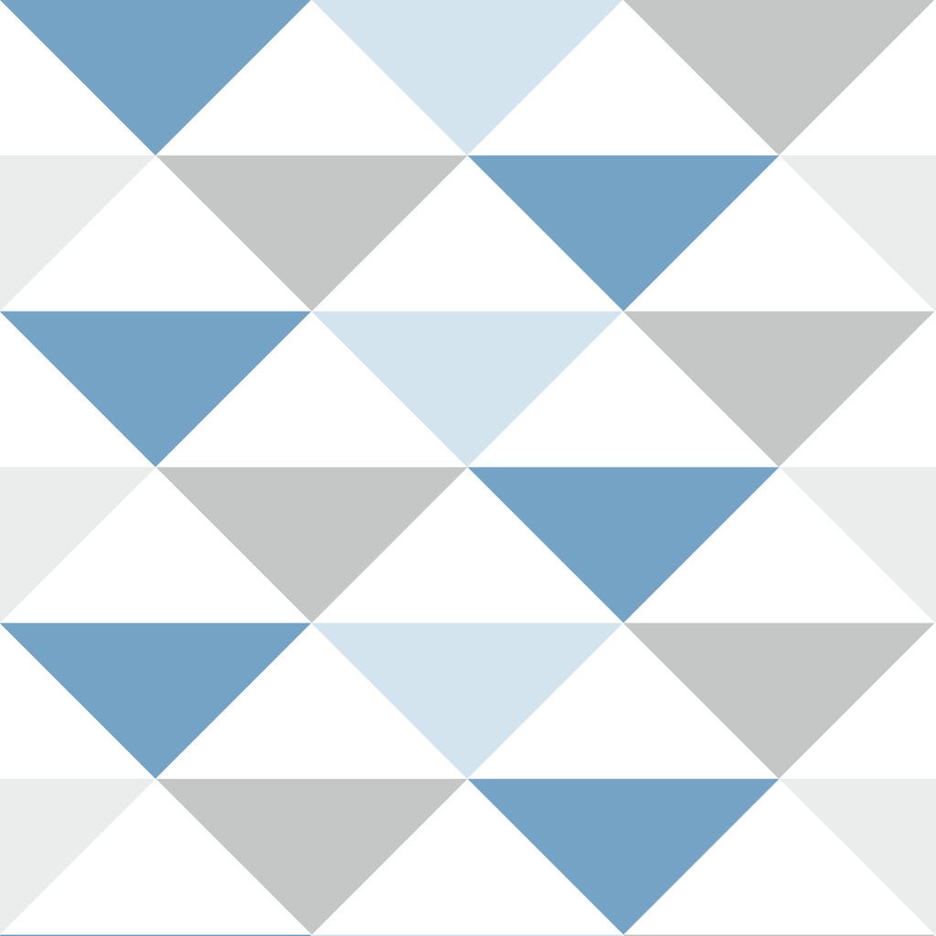 Geometrická tapeta s trojuholníkmi, 33 cm, biele, sivé a modré - Dekoori obrázok 1