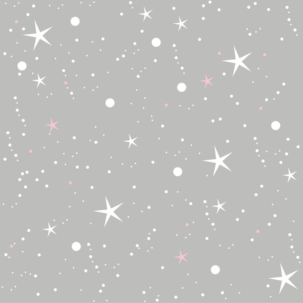 Sivá tapeta na stenu s bielymi a ružovými hviezdičkami a bodkami - Dekoori obrázok 1