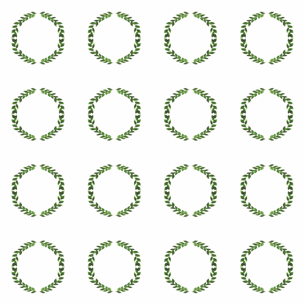 Biela tapeta so zelenými venčekmi - lístky, halúzky v Boho štýle - Dekoori obrázok 1