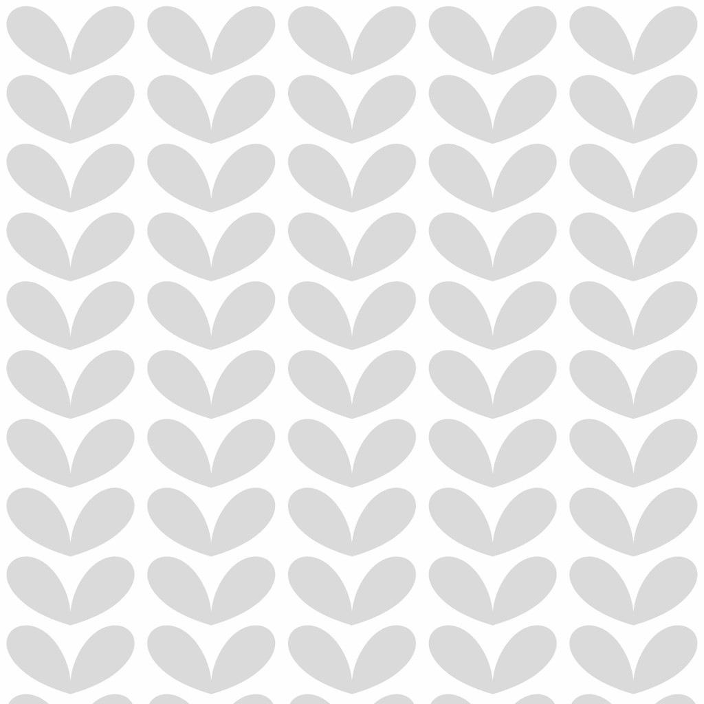 Moderná severská biela tapeta so sivými lístkami v tvare srdca, štýl Boho - Dekoori obrázok 1