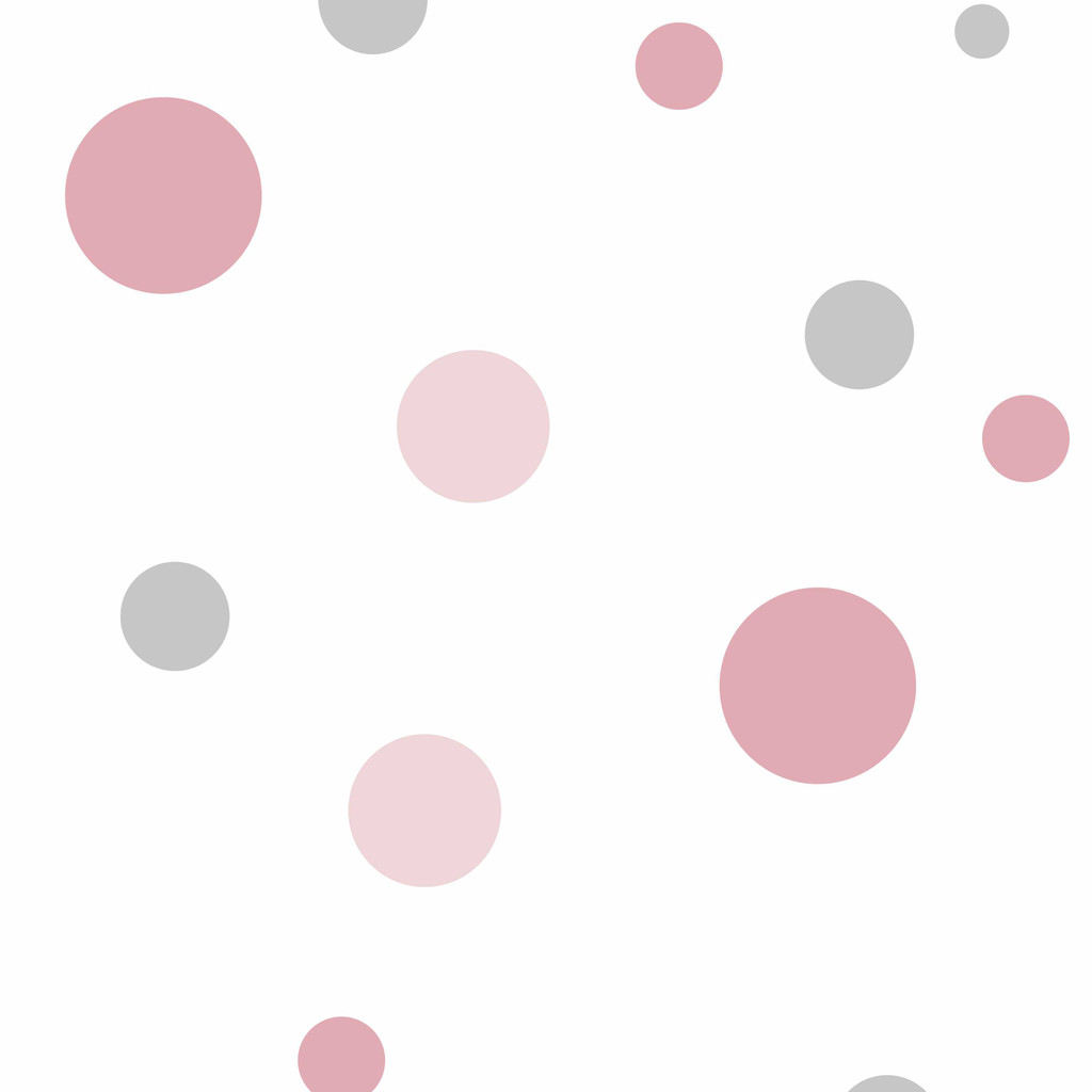 Štýlová tapeta do detskej izby s ružovými a sivými bublinami, bodkami - Dekoori obrázok 1