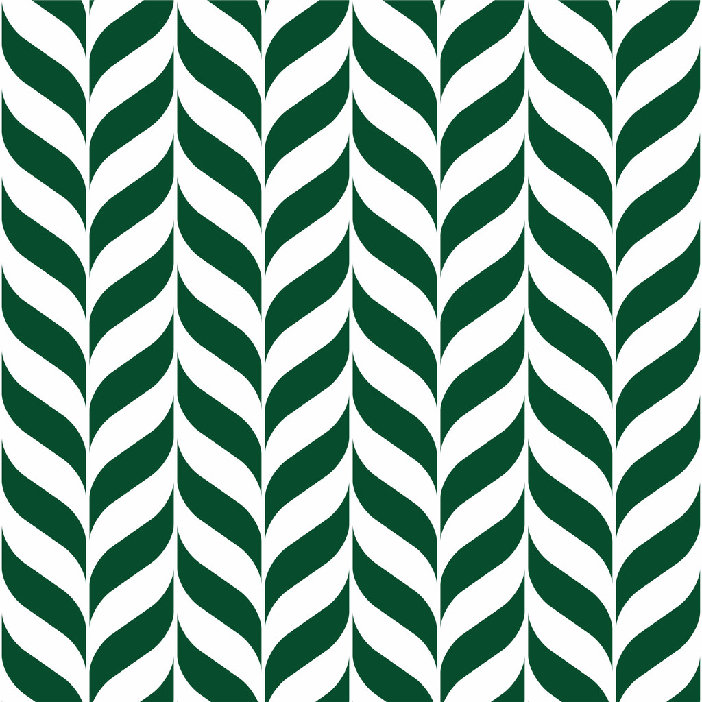 Zelená tapeta so vzorom rybej kosti, biele a smaragdové listy v škandinávskom štýle - Dekoori obrázok 1
