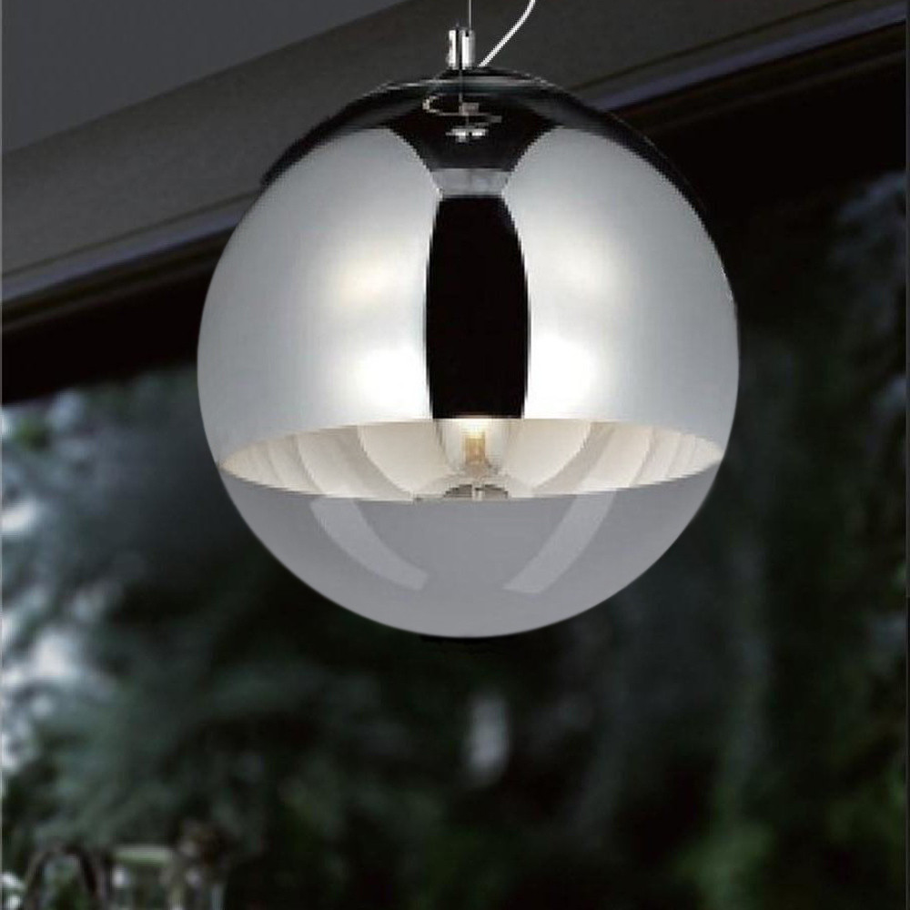 Strieborná sklenená závesná lampa IBIZA, priehľadná guľa, škandinávsky štýl - Lumina Deco obrázok 4