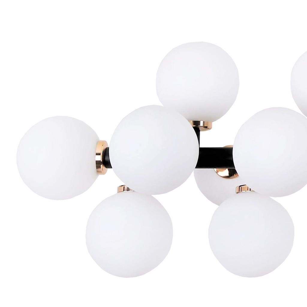 Exkluzívna čierno-zlatá závesná lampa PETRICA, biele sklenené tienidlá - Lumina Deco obrázok 4