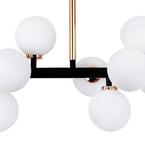 Exkluzívna čierno-zlatá závesná lampa PETRICA, biele sklenené tienidlá - Lumina Deco obrázok 3