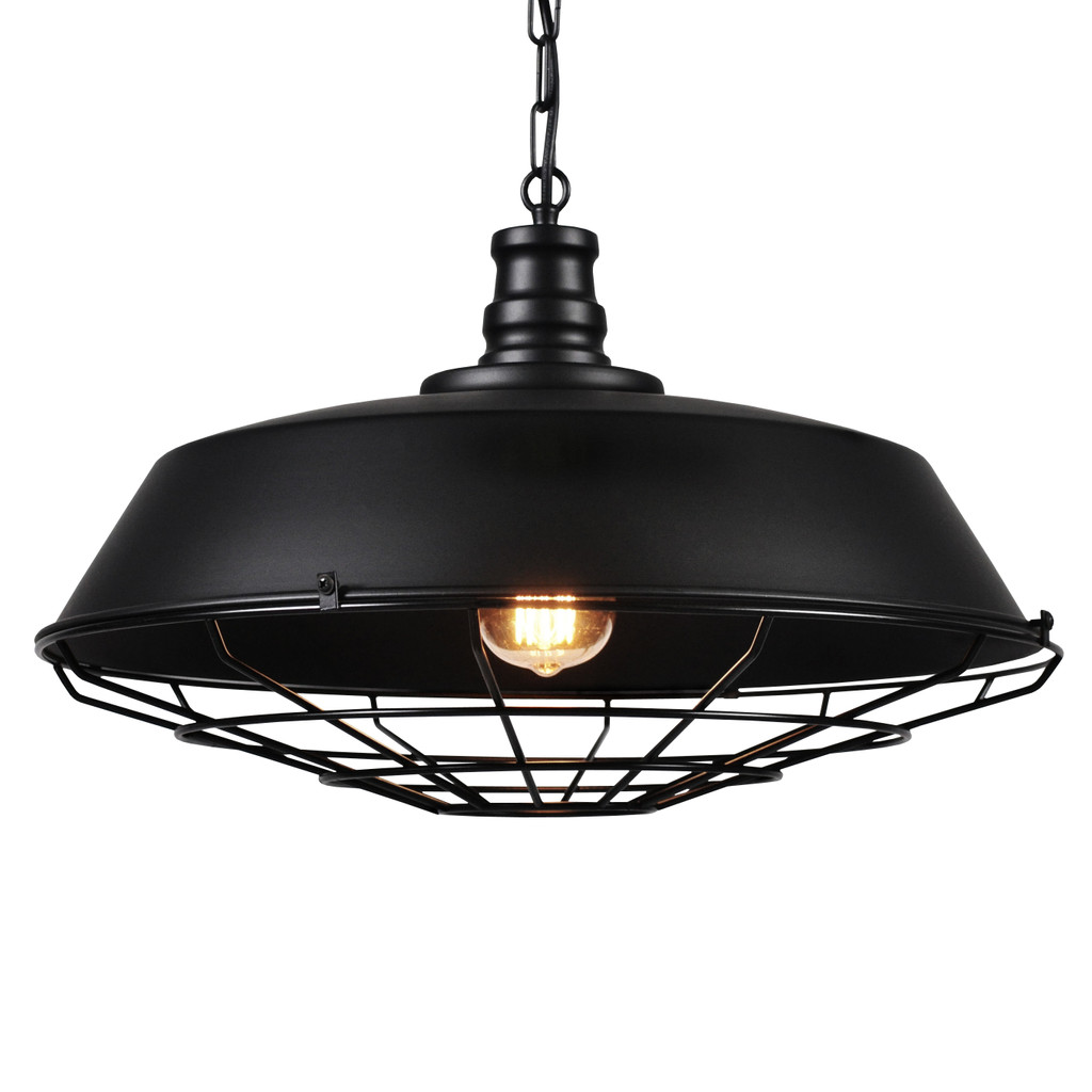 Čierne závesné svietidlo ARIGIO v loftovom industriálnom štýle, kovové s drôtenou mriežkou - Lumina Deco obrázok 1