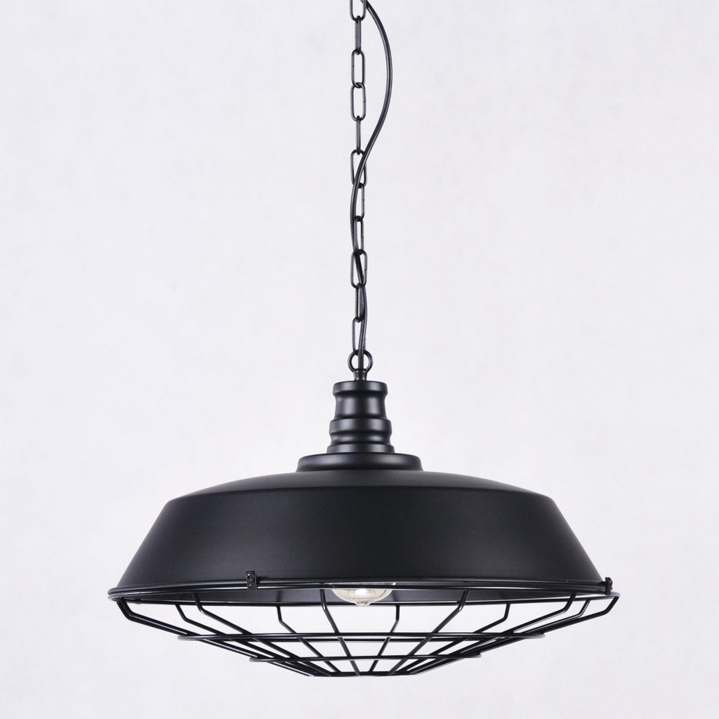 Čierne závesné svietidlo ARIGIO v loftovom industriálnom štýle, kovové s drôtenou mriežkou - Lumina Deco obrázok 4