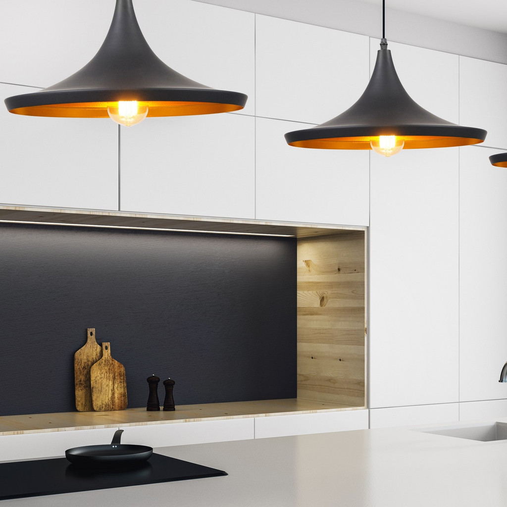 Závesná lampa, dizajnové loftové svietidlo FOGGI 12C, čierna a zlatá - Lumina Deco obrázok 4