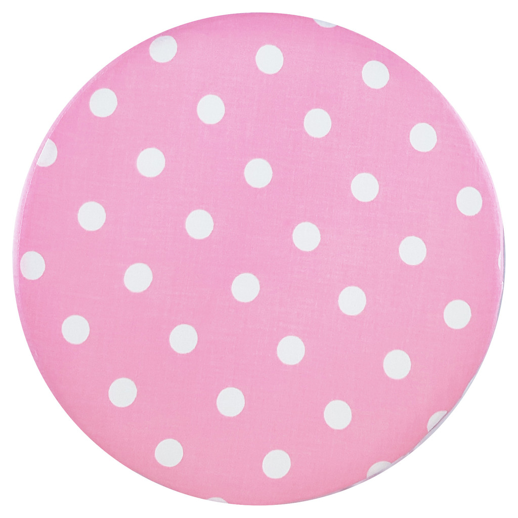 Ružová taburetka, stolček, puf v retro dizajne s poťahom s bielymi BODKAMI, polka dot - Lily Pouf obrázok 2