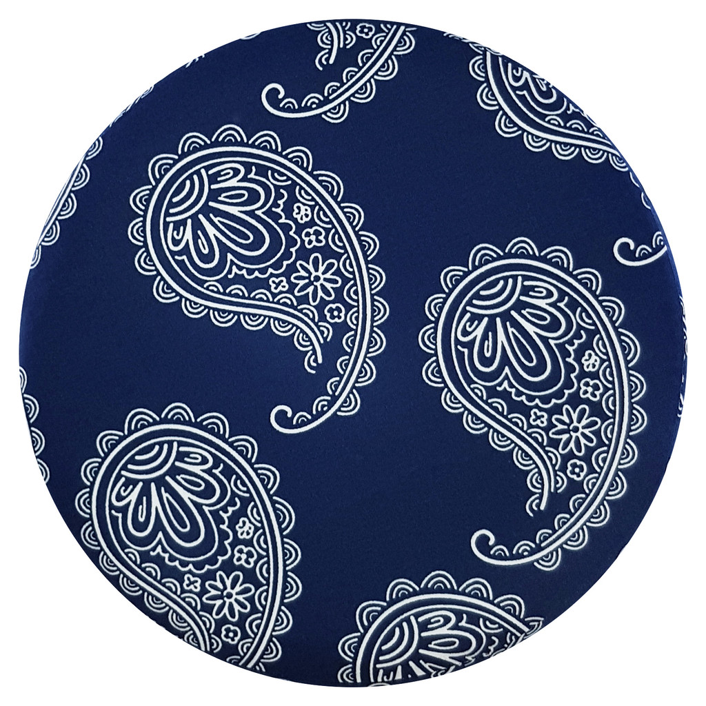 Orientálna taburetka, puf do izby, granatovomodrý vzor PAISLEY, indický, turecký - Lily Pouf obrázok 2