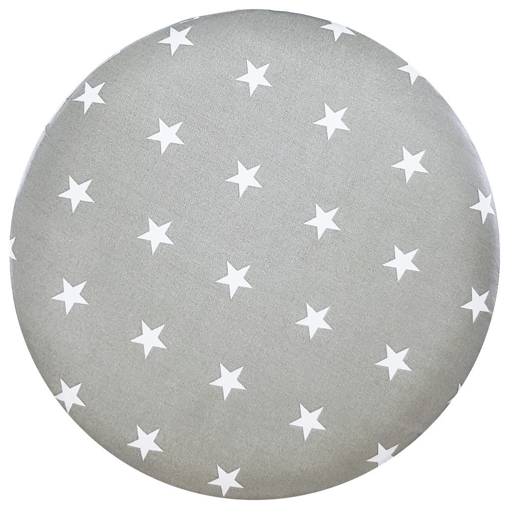 Minimalistická sivá taburetka na sedenie s bielymi 2,2 cm hviezdičkami - Lily Pouf obrázok 2