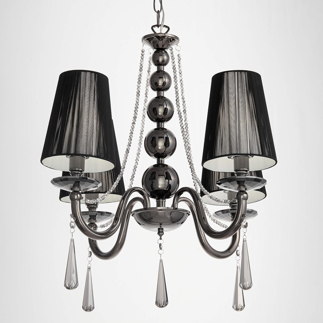 Klasický luster FABIONE W4, čierny, na nastaviteľnej reťazi - Lumina Deco obrázok 3