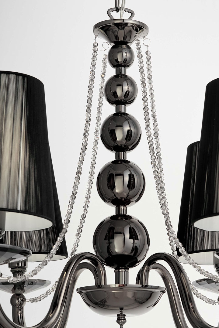 Klasický luster FABIONE W4, čierny, na nastaviteľnej reťazi - Lumina Deco obrázok 4