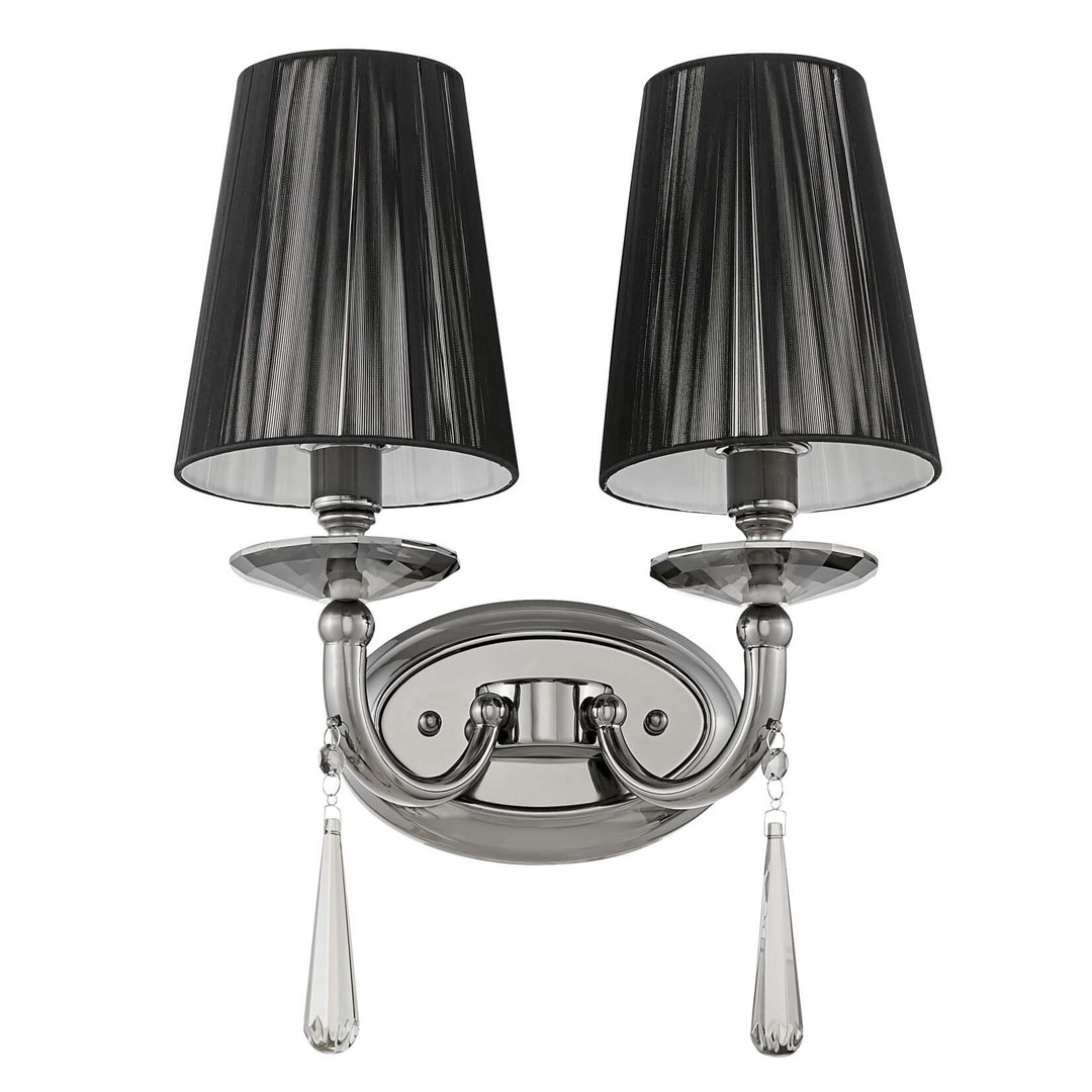 Čierne, dvojité, krištáľové nástenné svietidlo FABIONE W2, moderná krištáľová nástenná lampa - Lumina Deco obrázok 2