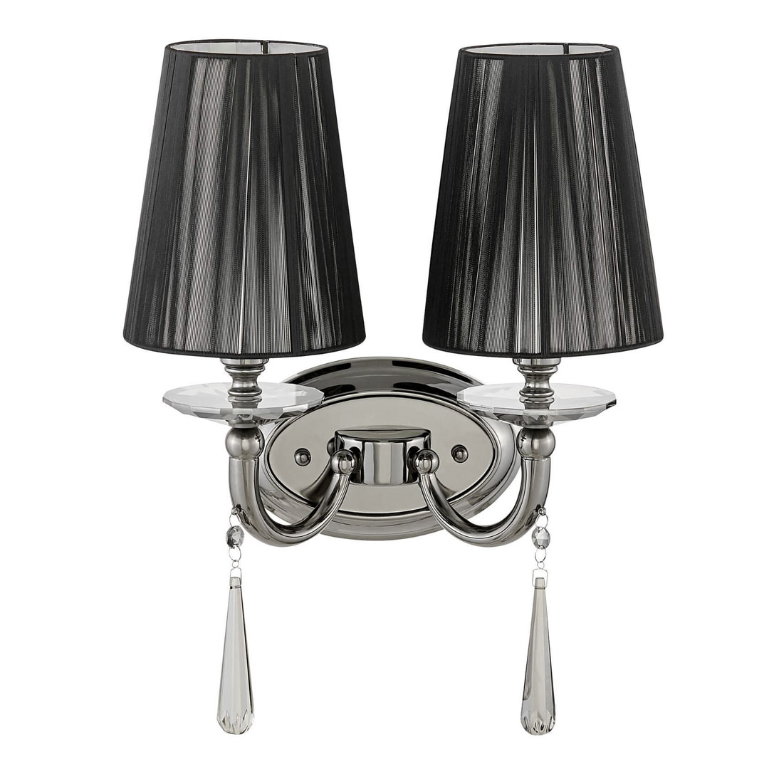 Čierne, dvojité, krištáľové nástenné svietidlo FABIONE W2, moderná krištáľová nástenná lampa - Lumina Deco obrázok 1