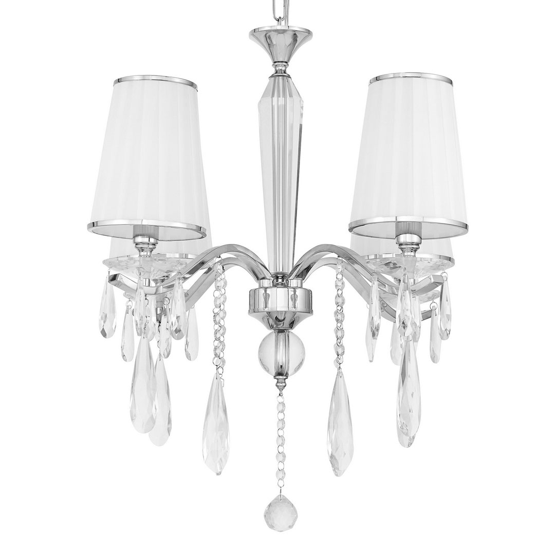 Krištáľový luster ALESSIA W4, biely, na reťazi, klasický, chrómovaný - Lumina Deco obrázok 1