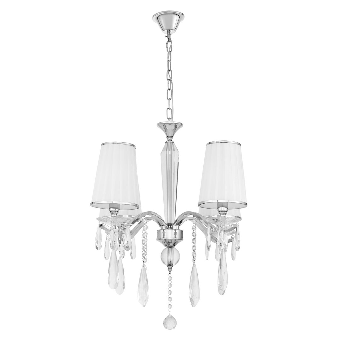 Krištáľový luster ALESSIA W4, biely, na reťazi, klasický, chrómovaný - Lumina Deco obrázok 2