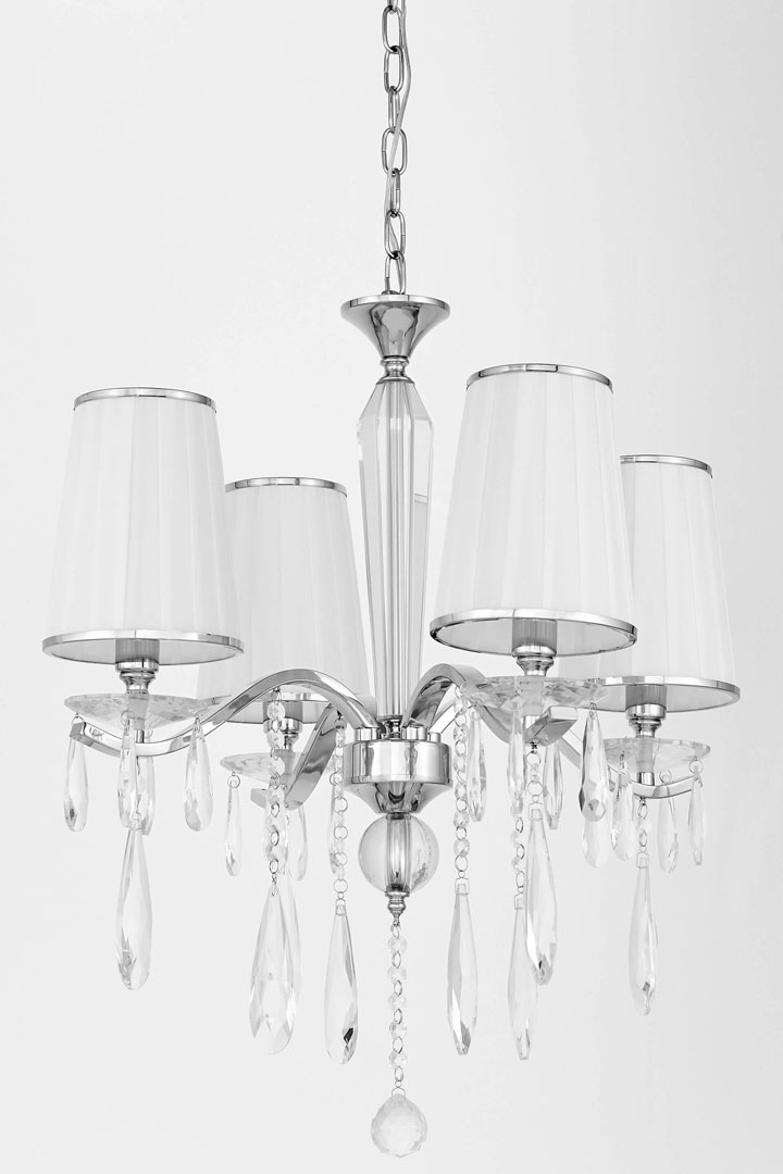 Krištáľový luster ALESSIA W4, biely, na reťazi, klasický, chrómovaný - Lumina Deco obrázok 4