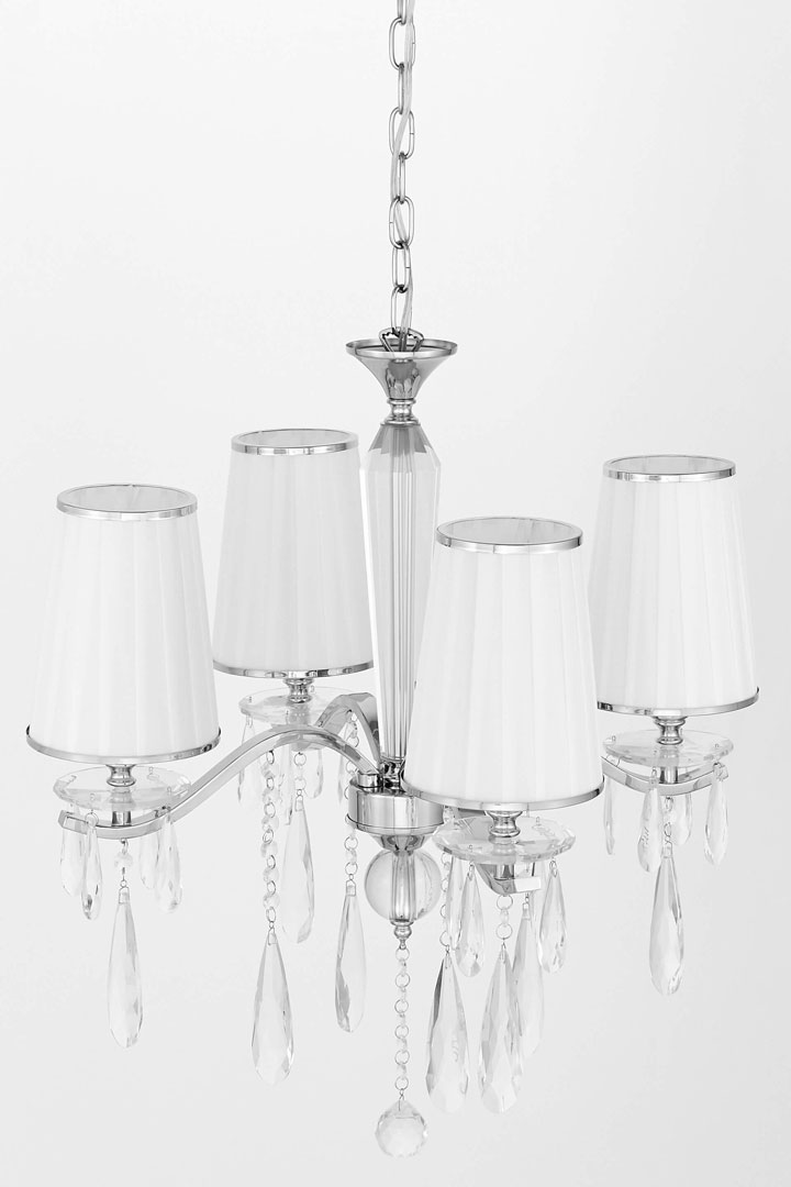 Krištáľový luster ALESSIA W4, biely, na reťazi, klasický, chrómovaný - Lumina Deco obrázok 3