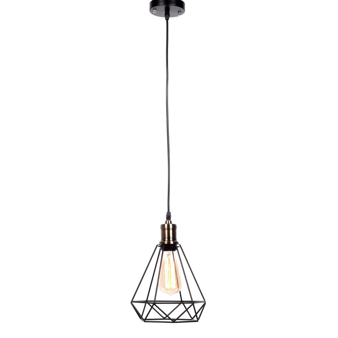 Dizajnová drôtená závesná lampa COBI, minimalistický čierny diamant - Lumina Deco obrázok 4