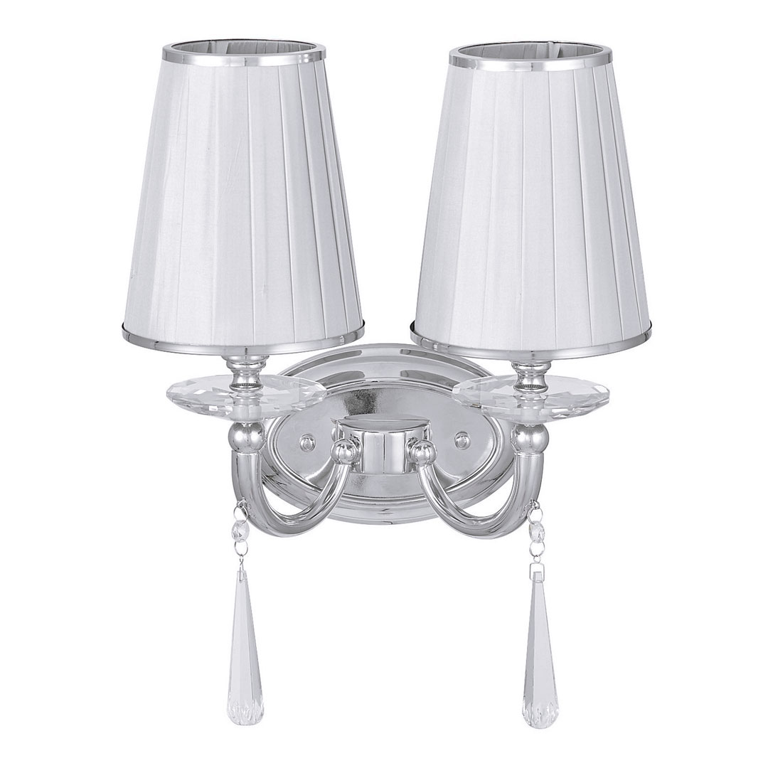 Kovová nástenná lampa FABIONE W2, chrómovaná a biela, dvojité nástenné svietidlo - Lumina Deco obrázok 1