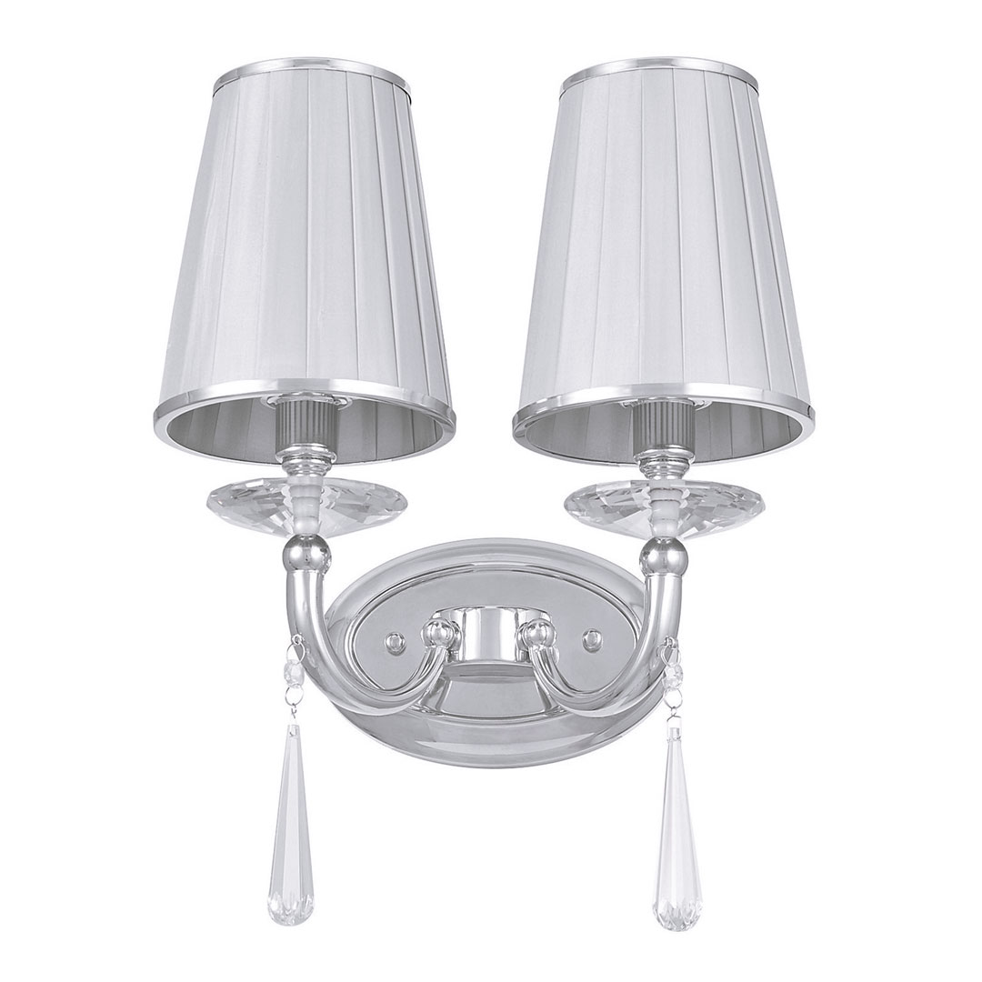 Kovová nástenná lampa FABIONE W2, chrómovaná a biela, dvojité nástenné svietidlo - Lumina Deco obrázok 2
