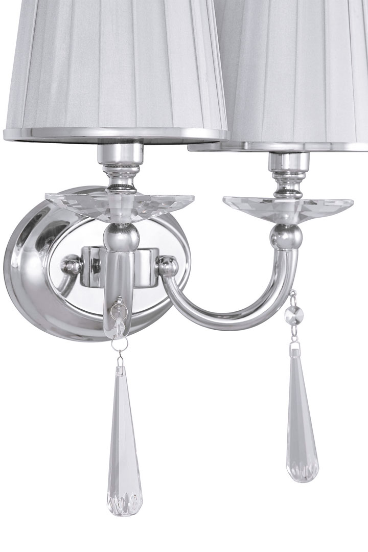 Kovová nástenná lampa FABIONE W2, chrómovaná a biela, dvojité nástenné svietidlo - Lumina Deco obrázok 3