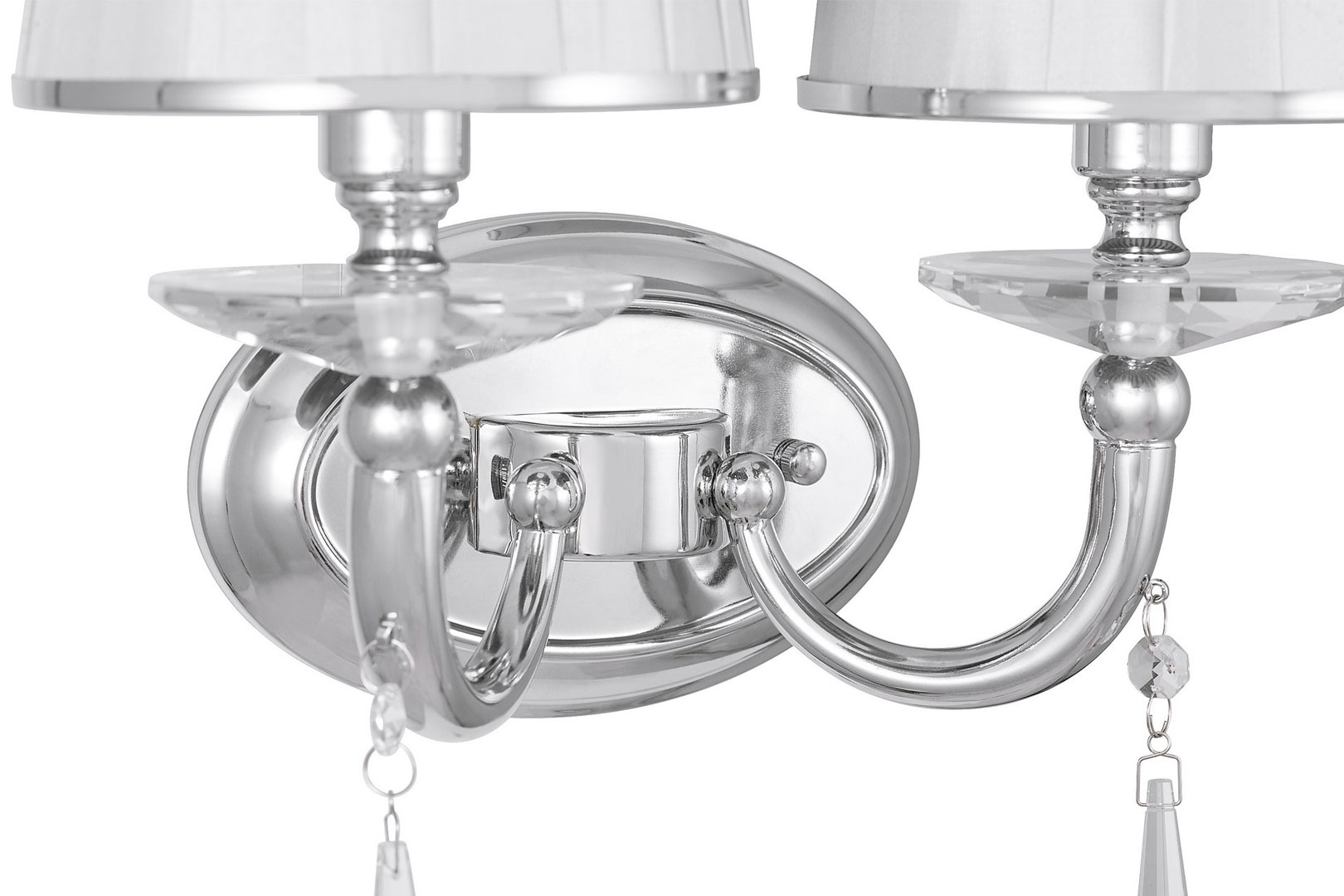Kovová nástenná lampa FABIONE W2, chrómovaná a biela, dvojité nástenné svietidlo - Lumina Deco obrázok 4