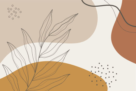 Abstraktná tapeta, vetva v hnedej a bodky na krémovom pozadí, boho štýl