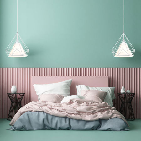 Biela drôtená závesná lampa FORTI v tvare diamantu, moderná, loftová, škandinávska