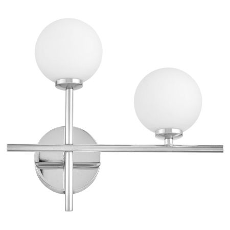 Chrómovaná nástenná lampa s guľatými bielymi tienidlami na tyčiach - MARSIADA NEO