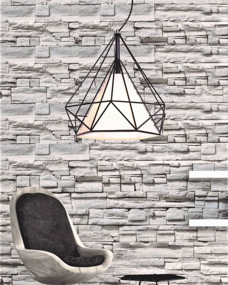 Čierna drôtená závesná lampa FORTI v tvare diamantu, moderná, loftová, škandinávska