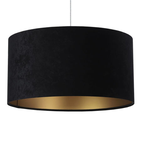 Čierna závesná lampa GLORIA s valcovým velúrovým tienidlom zvnútra zlatým