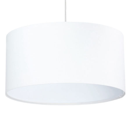 Biela závesná lampa v tvare valca s velúrovým tienidlom ĽALIA
