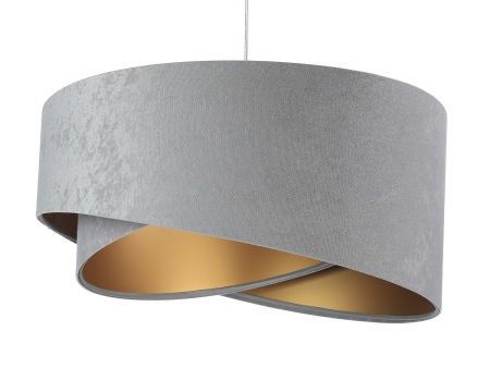 Sivo-zlatá závesná lampa s velúrovým asymetrickým tienidlom TAMI