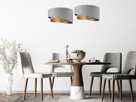 Sivo-zlatá závesná lampa s velúrovým asymetrickým tienidlom TAMI