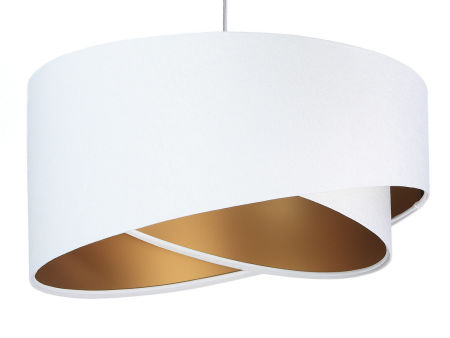 Biela závesná lampa s velúrovým tienidlom so zlatým vnútrom, asymetrická CHLOE