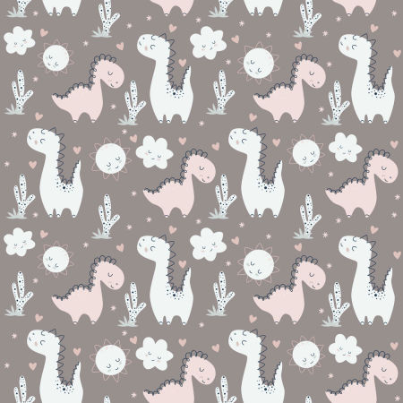 Detská tapeta – zaľúbené dinosaury, mätové a ružové, vyhrievajúce sa na plnom slnku