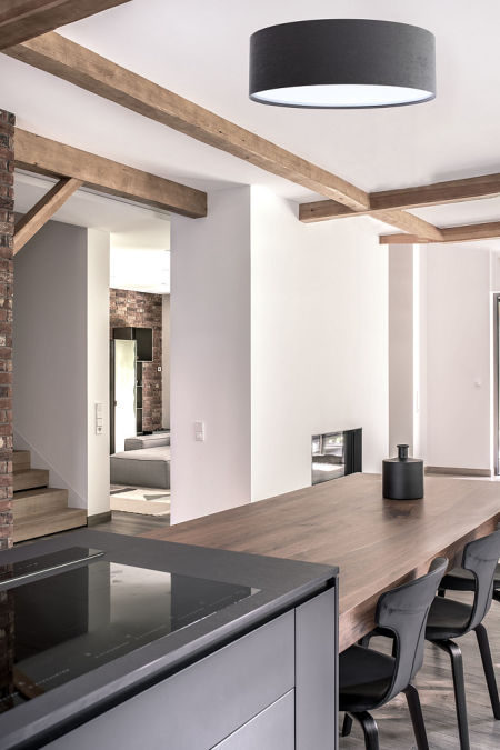 Grafitová stropná lampa, okrúhla stropnica s valcovým velúrovým tienidlom