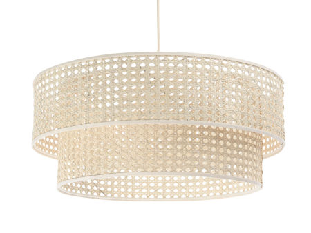 Prírodná závesná lampa s tienidlami z ratanu v tvare valca, boho ROTANG