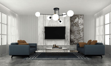 Šesťramenná čierna závesná lampa BERSAGO W6 s bielymi guľami