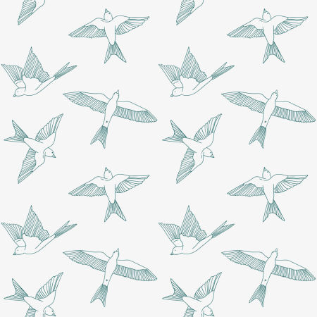 Tapeta s tyrkysovými lietajúcimi vtákmi v štýle BOHO na sivom pozadí
