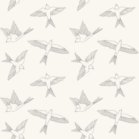 Jemná béžová tapeta na stenu so sivými letiacimi vtákmi BOHO