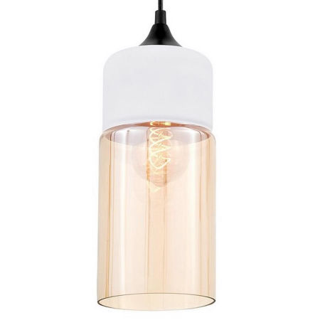 Biela kovová závesná lampa ZENIA, úzke sklenené rúrkové tienidlo, industriálny štýl