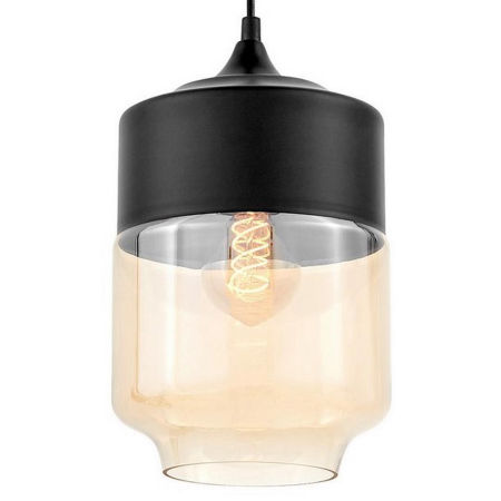 Sklenená závesná lampa ASTILA, čierne kovové tienidlo, moderný loftový štýl