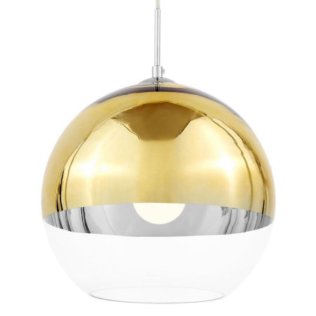 Guľatá sklenená závesná lampa, elegantné svietidlo VERONI, zlatá farba, priehľadné sklo glamour