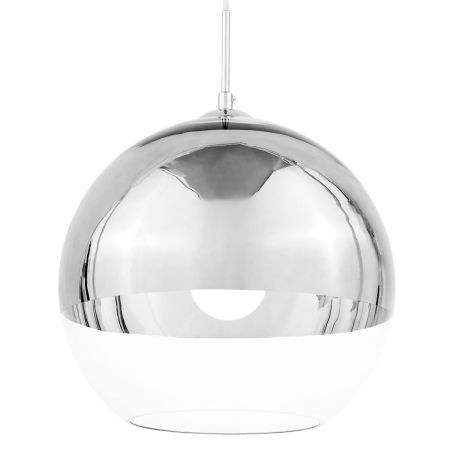 Guľatá sklenená závesná lampa, moderné elegantné stropné svietidlo VERONI, strieborná, chrómová farba, priehľadné sklo, glamour