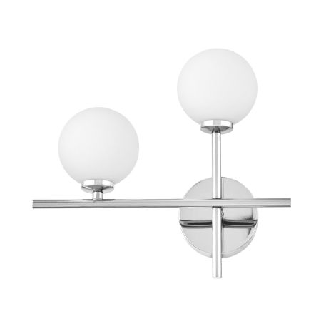 Chrómovaná nástenná lampa s guľatými bielymi tienidlami na tyčiach - MARSIADA NEO